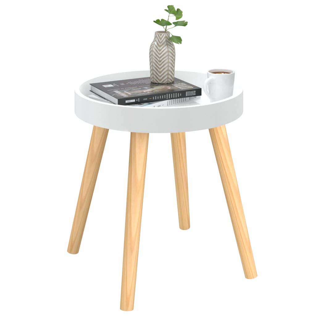 vidaXL Βοηθητικό Τραπέζι Λευκό 38 x 38 x 40 εκ. Επεξ. Ξύλο&Μασίφ Πεύκο