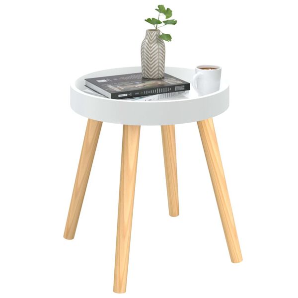 vidaXL Βοηθητικό Τραπέζι Λευκό 38 x 38 x 40 εκ. Επεξ. Ξύλο&Μασίφ Πεύκο