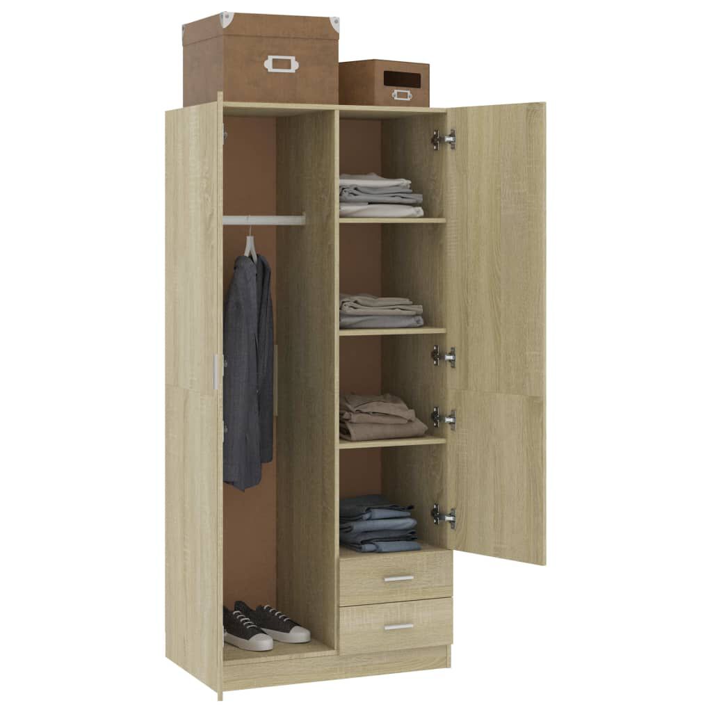 vidaXL Ντουλάπα Χρώμα Sonoma-Δρυς 80 x 52 x 180 εκ. από Επεξ. Ξύλο