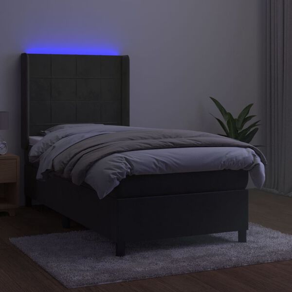 vidaXL &Kappa;&rho;&epsilon;&beta;ά&tau;&iota; Boxspring &mu;&epsilon; &Sigma;&tau;&rho;ώ&mu;&alpha; & LED &Sigma;&kappa;. &Gamma;&kappa;&rho;&iota; 90x190 &epsilon;&kappa;. &Beta;&epsilon;&lambda;&omicron;ύ&delta;&iota;&nu;&omicron;