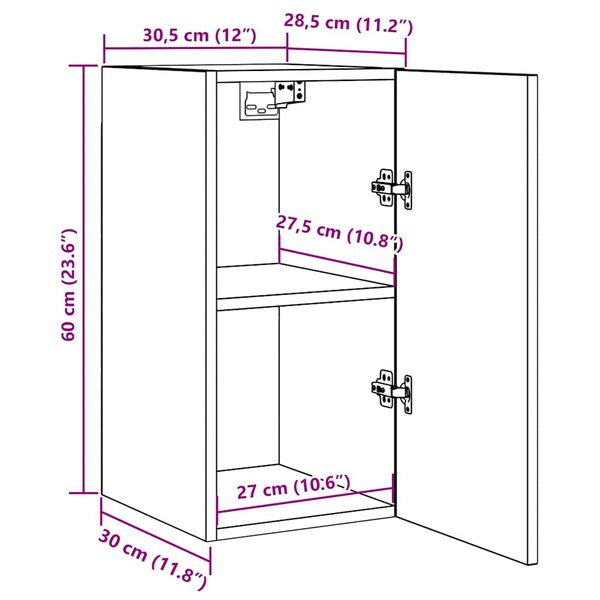 vidaXL Έπιπλα Τηλεόρασης 2 τεμ. Μαύρα 30,5x30x60 εκ. από Επεξ. Ξύλο
