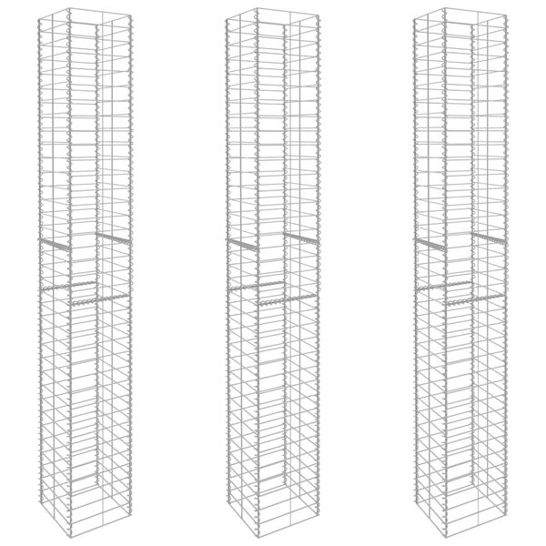 vidaXL Συρματοκιβώτια Σετ 3 τεμ. 25 x 25 x 197 εκ. Γαλβανισμένο Ατσάλι