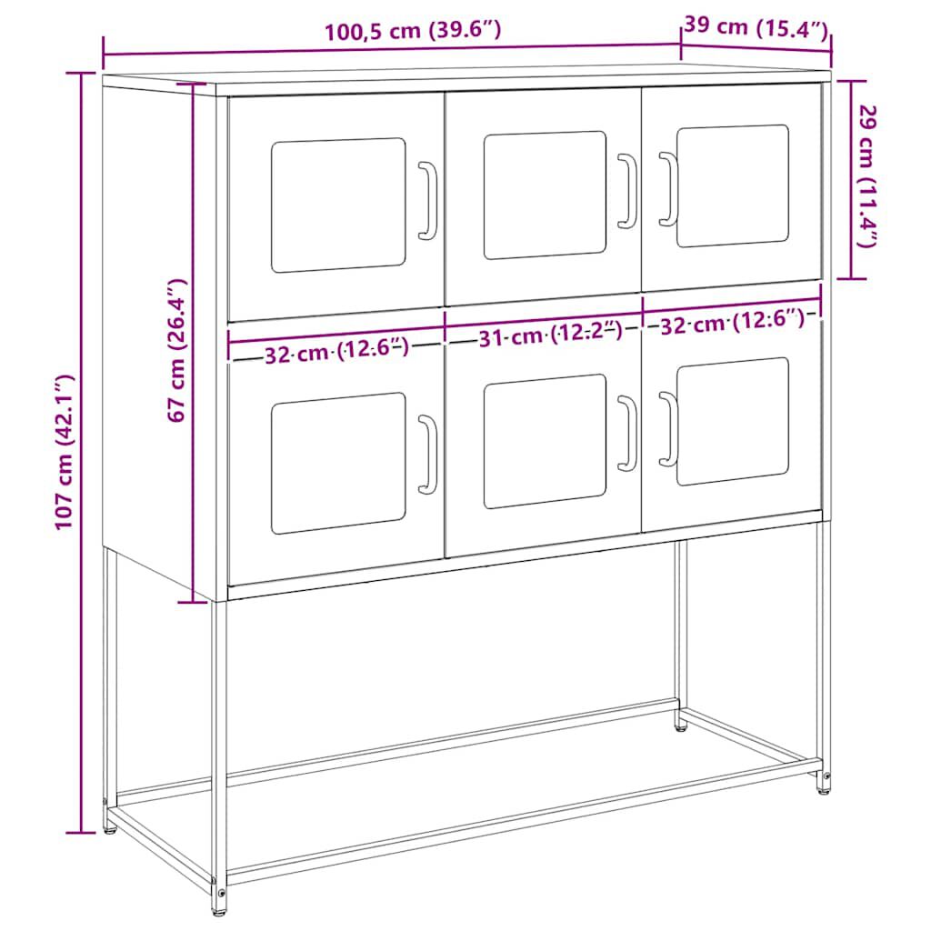 vidaXL Ντουλάπι Ανθρακί 100,5x39x107 εκ. από Χάλυβα Ψυχρής Έλασης