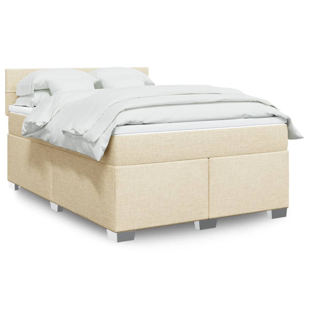 vidaXL Κρεβάτι Boxspring με Στρώμα Κρεμ 140x190 εκ. Υφασμάτινο