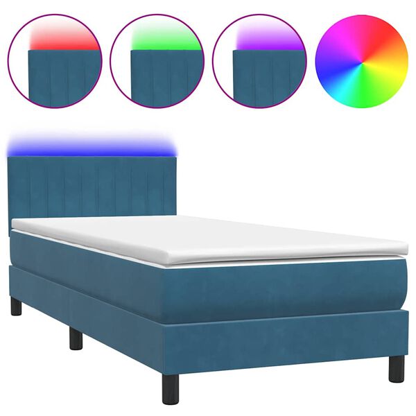 vidaXL &Kappa;&rho;&epsilon;&beta;ά&tau;&iota; Boxspring &mu;&epsilon; &Sigma;&tau;&rho;ώ&mu;&alpha; & LED &Sigma;&kappa;&omicron;ύ&rho;&omicron; &Mu;&pi;&lambda;&epsilon; 80x220 &epsilon;&kappa;. &Beta;&epsilon;&lambda;&omicron;ύ&delta;&iota;&nu;&omicron;