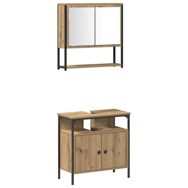 vidaXL Σετ Επίπλων Μπάνιου με πόρτα 3 pcs Καφέ 33 x 33 x 120.5 εκ.