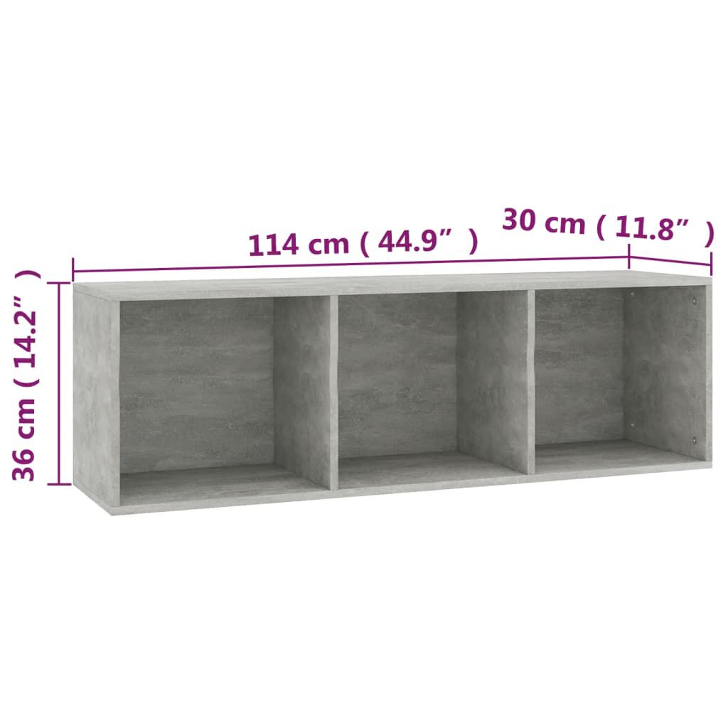 vidaXL Βιβλιοθήκη/Έπιπλο TV Γκρι Σκυροδέματος 36x30x114 εκ Επεξ. Ξύλο