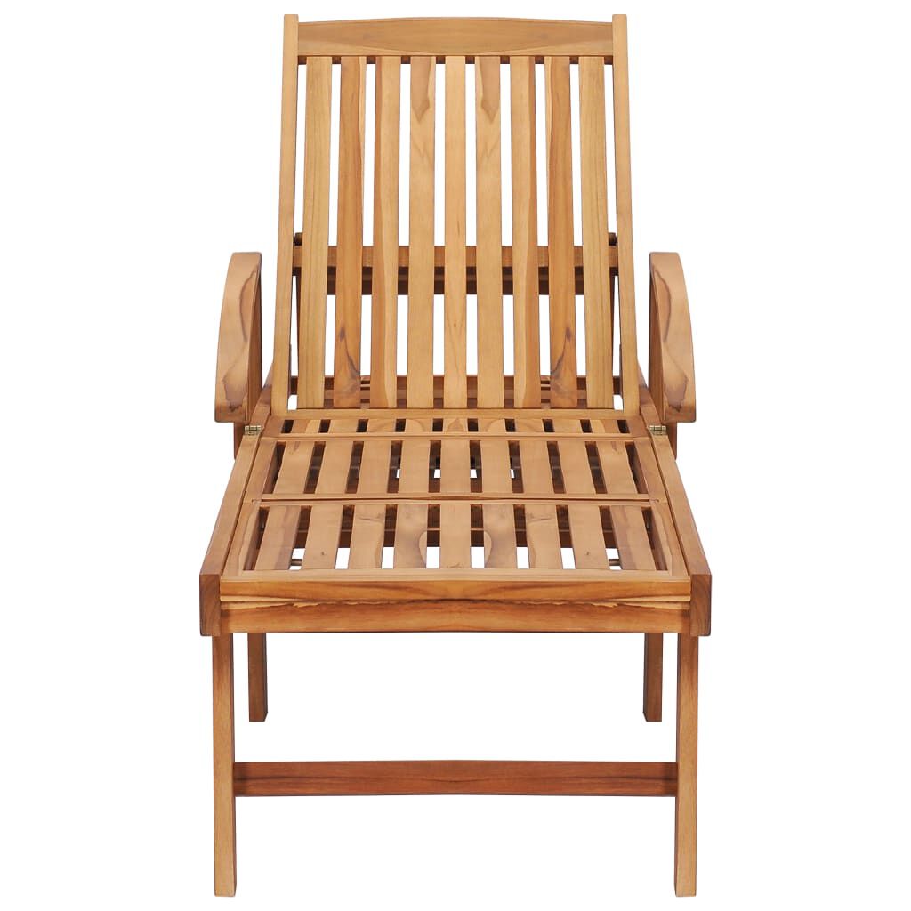 vidaXL Ξαπλώστρα από Μασίφ Ξύλο Teak με Τραπέζι και Μαξιλάρι