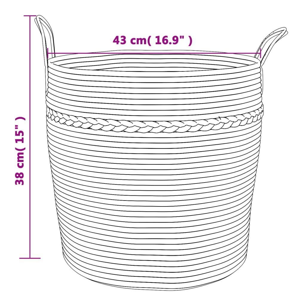 vidaXL Καλάθι Αποθήκευσης Γκρι και Λευκό Ø43 x 38 εκ. Βαμβακερό