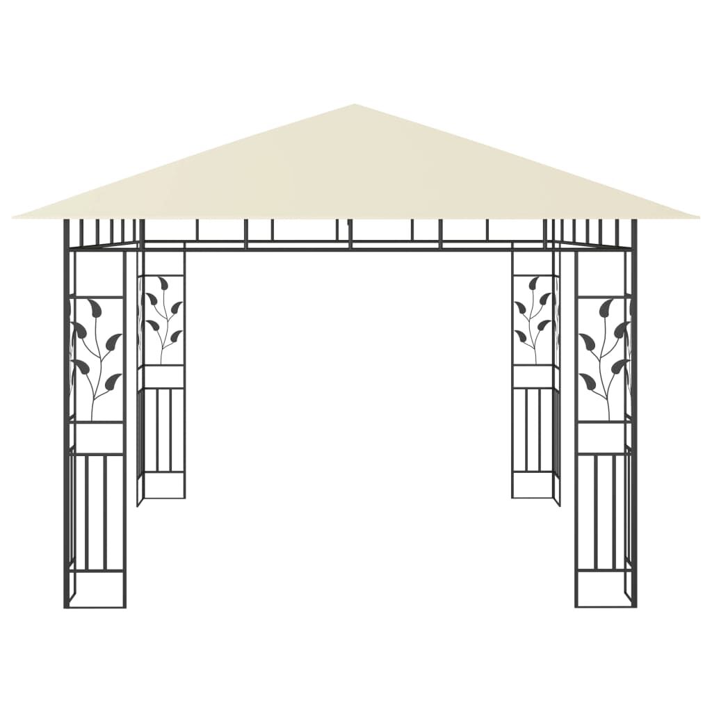 vidaXL Κιόσκι με Σήτα και Φωτάκια LED Κρεμ 3 x 3 x 2,73 μ.