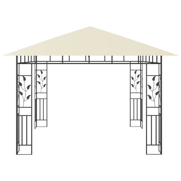 vidaXL Κιόσκι με Σήτα και Φωτάκια LED Κρεμ 3 x 3 x 2,73 μ.