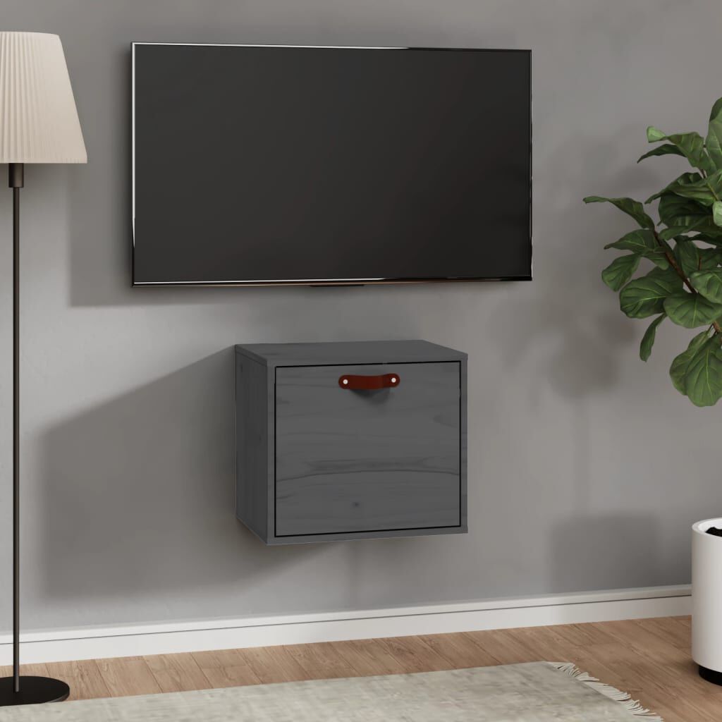 vidaXL Ντουλάπι Τοίχου Γκρι 40x30x35 εκ. από Μασίφ Ξύλο Πεύκου