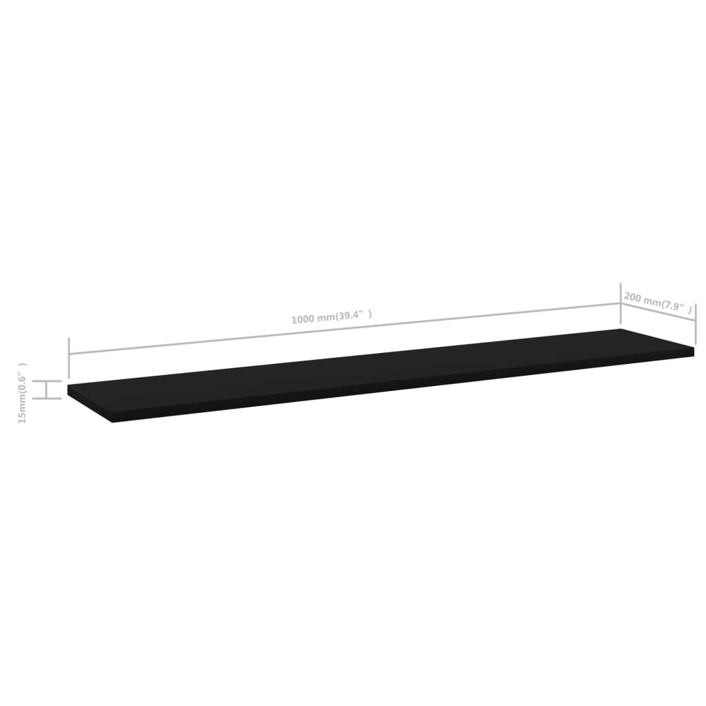 vidaXL Ράφια Βιβλιοθήκης 8 τεμ. Μαύρα 100x20x1,5 εκ. από Μοριοσανίδα