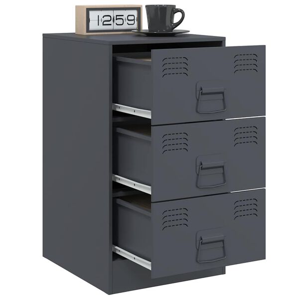 vidaXL Κομοδίνα 2 τεμ. Ανθρακί 34,5x39x62 εκ. από Χάλυβα