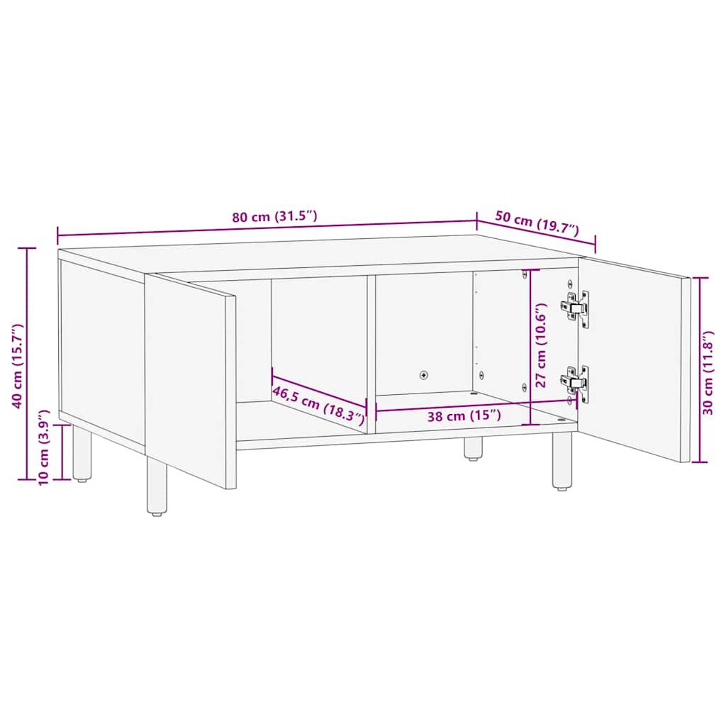 vidaXL Τραπεζάκι σαλονιού καφέ 80x50x40 cm μασίφ ξύλο Mango