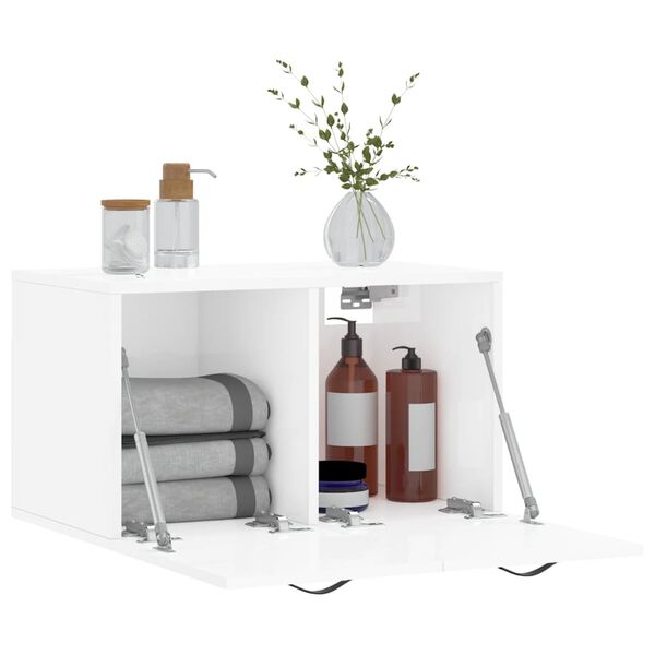 vidaXL Ντουλάπι Τοίχου Γυαλιστερό Λευκό 60x36,5x35 εκ. Επεξεργ. Ξύλο