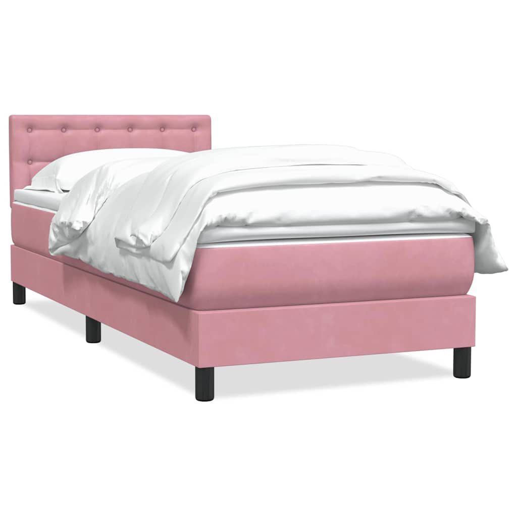 vidaXL Box Spring κρεβάτι με στρώμα ροζ 80x210 εκ. Βελούδινο