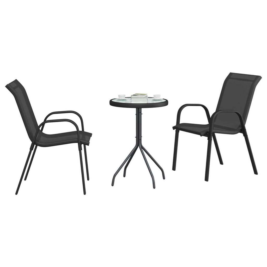 vidaXL Σετ Μπιστρό Κήπου 3 pcs Μαύρο Ατσάλι
