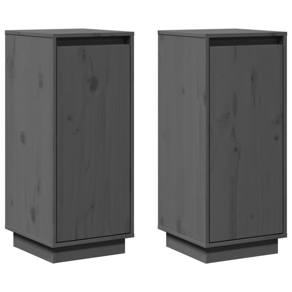 vidaXL Ντουλάπια 2 τεμ. Γκρι 31,5 x 34 x 75 εκ. από Μασίφ Ξύλο Πεύκου