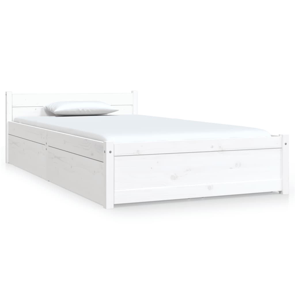 vidaXL Πλαίσιο Κρεβατιού με Συρτάρια Λευκό 90 x 190 εκ Single