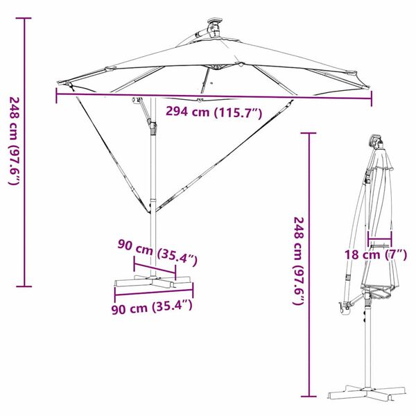 vidaXL Ομπρέλα Cantilever Banana Τερακότα 294 x 294 x 248 cm