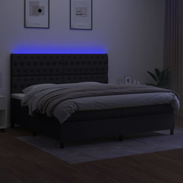 vidaXL &Kappa;&rho;&epsilon;&beta;ά&tau;&iota; Boxspring &mu;&epsilon; &Sigma;&tau;&rho;ώ&mu;&alpha; & LED &Mu;&alpha;ύ&rho;&omicron; 200x200 &epsilon;&kappa;. &Upsilon;&phi;&alpha;&sigma;&mu;ά&tau;&iota;&nu;&omicron;