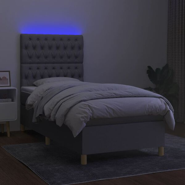 vidaXL &Kappa;&rho;&epsilon;&beta;ά&tau;&iota; Boxspring &mu;&epsilon; &Sigma;&tau;&rho;ώ&mu;&alpha; & LED &Alpha;&nu;.&Gamma;&kappa;&rho;&iota; 90x190 &epsilon;&kappa;. &Upsilon;&phi;&alpha;&sigma;&mu;ά&tau;&iota;&nu;&omicron;