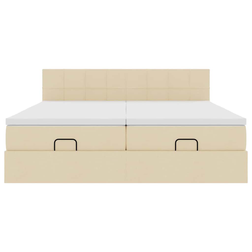 vidaXL Οθωμανικό κρεβάτι με στρώματα Κρέμα 180x200cm ύφασμα