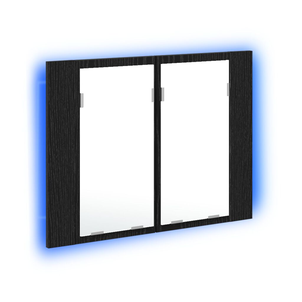 vidaXL LED Καθρέφτης Μπάνιου Ντουλάπας Μαύρο Δρυς 60x12x45 εκ. Από Ξύλο