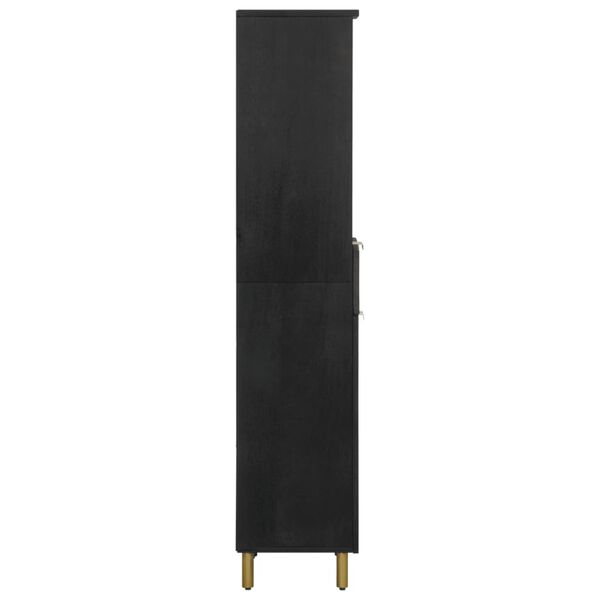 vidaXL Ντουλάπι Μπάνιου Μαύρο 38 x 33 x 160 εκ. από Μασίφ Ξύλο Μάνγκο