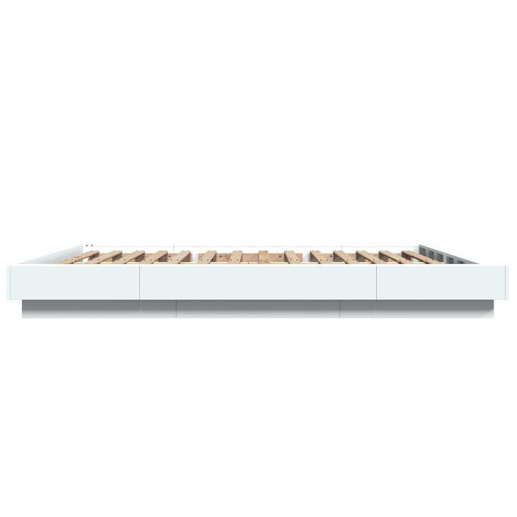 vidaXL Πλαίσιο Κρεβατιού με LED Λευκό 160x200 εκ. Επεξεργ. Ξύλο