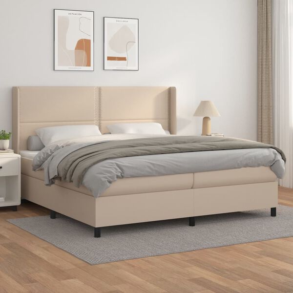 vidaXL &Kappa;&rho;&epsilon;&beta;ά&tau;&iota; Boxspring &mu;&epsilon; &Sigma;&tau;&rho;ώ&mu;&alpha; &Kappa;&alpha;&pi;&omicron;&upsilon;&tau;&sigma;ί&nu;&omicron; 200x200&epsilon;&kappa;.&alpha;&pi;ό &Sigma;&upsilon;&nu;&theta;.&Delta;έ&rho;&mu;&alpha;