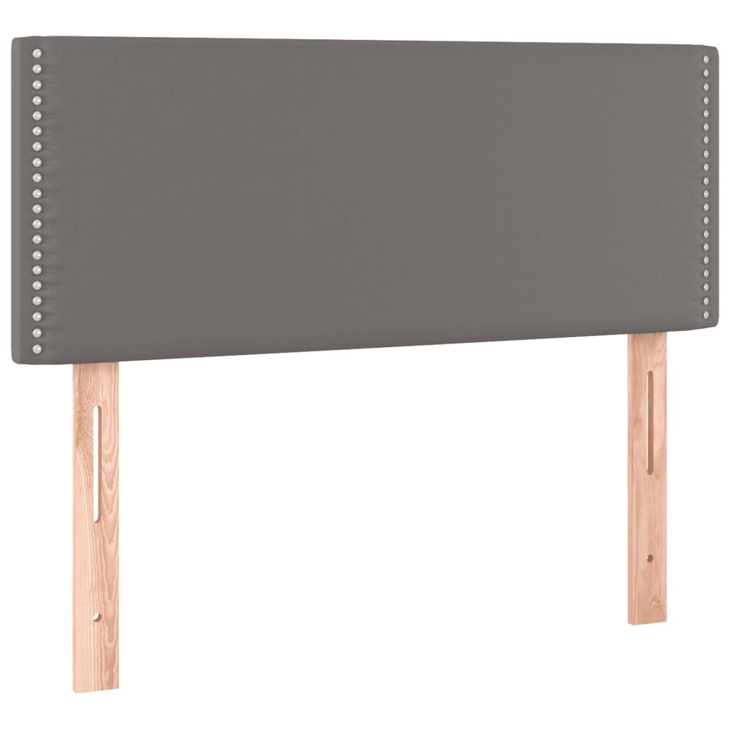 vidaXL Κρεβάτι Boxspring με Στρώμα Γκρι 90x200 εκ. από Συνθετικό Δέρμα