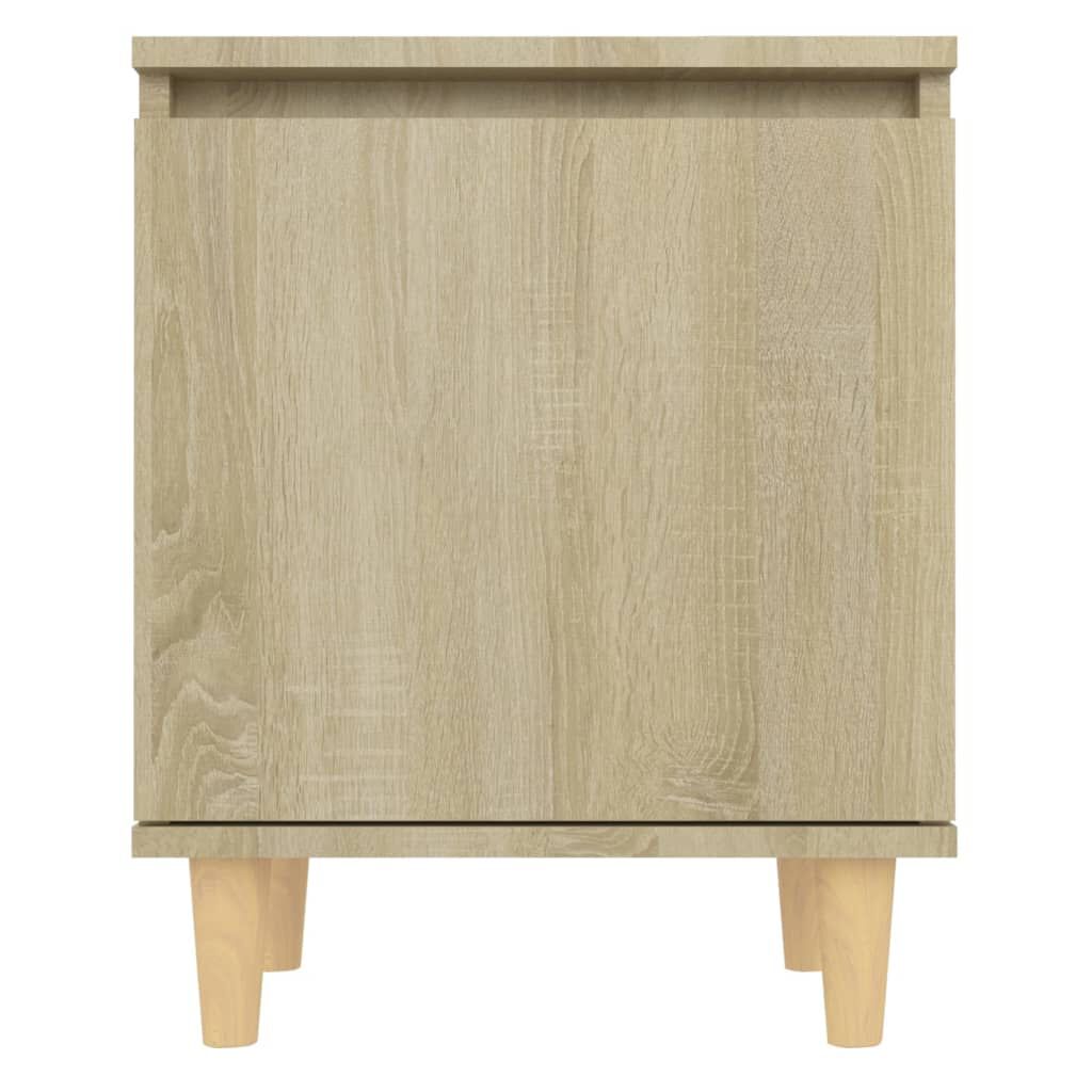 vidaXL Κομοδίνα 2 τεμ. Sonoma Δρυς 40x30x50εκ. & Πόδια από Μασίφ Ξύλο