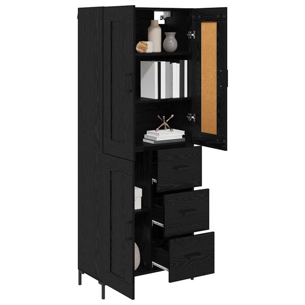 vidaXL Highboard &mu;&epsilon; &sigma;&upsilon;&rho;&tau;ά&rho;&iota; 2 pcs &Mu;&alpha;ύ&rho;&eta; &Omicron;&xi;&upsilon;ά &Epsilon;&pi;&epsilon;&xi;&epsilon;&rho;&gamma;&alpha;&sigma;&mu;έ&nu;&omicron; &xi;ύ&lambda;&omicron;