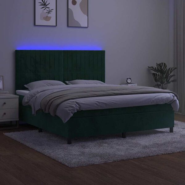 vidaXL &Kappa;&rho;&epsilon;&beta;ά&tau;&iota; Boxspring &mu;&epsilon; &Sigma;&tau;&rho;ώ&mu;&alpha; & LED &Sigma;&kappa;. &Pi;&rho;ά&sigma;&iota;&nu;&omicron; 160x200&epsilon;&kappa; &Beta;&epsilon;&lambda;&omicron;ύ&delta;&omicron;
