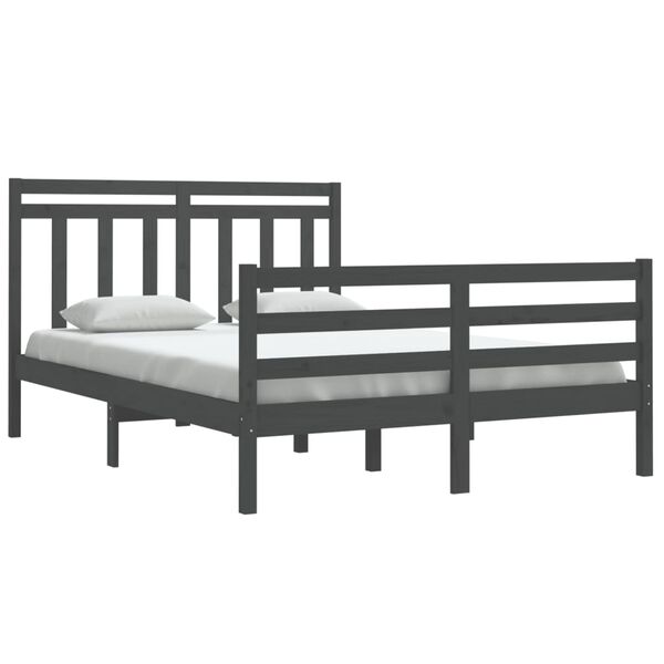 vidaXL Πλαίσιο Κρεβατιού Γκρι 140x200 εκ. από Μασίφ Ξύλο