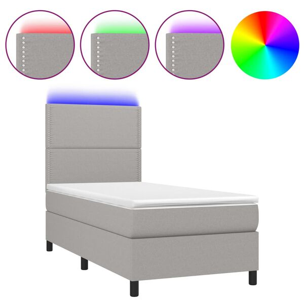 vidaXL &Kappa;&rho;&epsilon;&beta;ά&tau;&iota; Boxspring &mu;&epsilon; &Sigma;&tau;&rho;ώ&mu;&alpha; & LED &Alpha;&nu;.&Gamma;&kappa;&rho;&iota; 90x200 &epsilon;&kappa;. &Upsilon;&phi;&alpha;&sigma;&mu;ά&tau;&iota;&nu;&omicron;