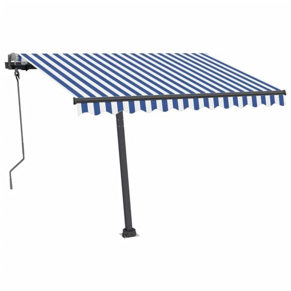 vidaXL Τέντα Συρόμενη Χειροκίνητη με LED Μπλε/Λευκό 300 x 250 εκ.