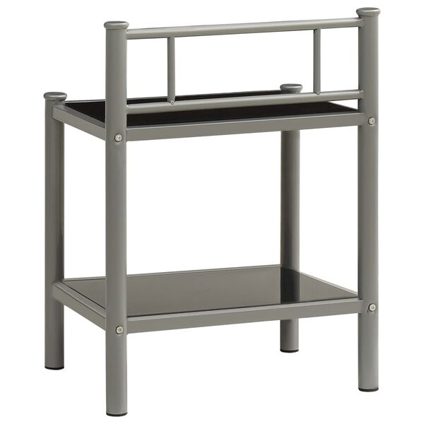 vidaXL Κομοδίνο Γκρι / Μαύρο 45 x 34,5 x 60,5 εκ. από Μέταλλο & Γυαλί