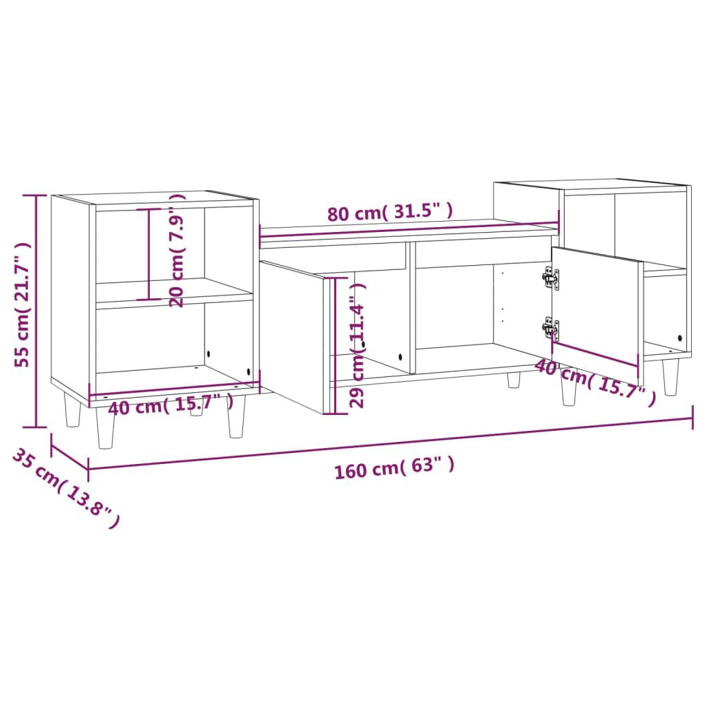 vidaXL Έπιπλο Τηλεόρασης Καφέ Δρυς 160x35x55 εκ. Επεξεργασμένο Ξύλο