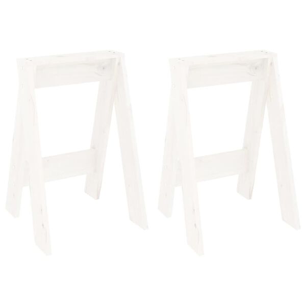 vidaXL Σκαμπό 2 Τεμ. Λευκή 40x40x60 εκ. από Μασίφ Ξύλο Πεύκου