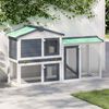 vidaXL Κλουβί Κουνελιών Μεγάλο Γκρι/Λευκό 145 x 45 x 84 εκ. Ξύλινο