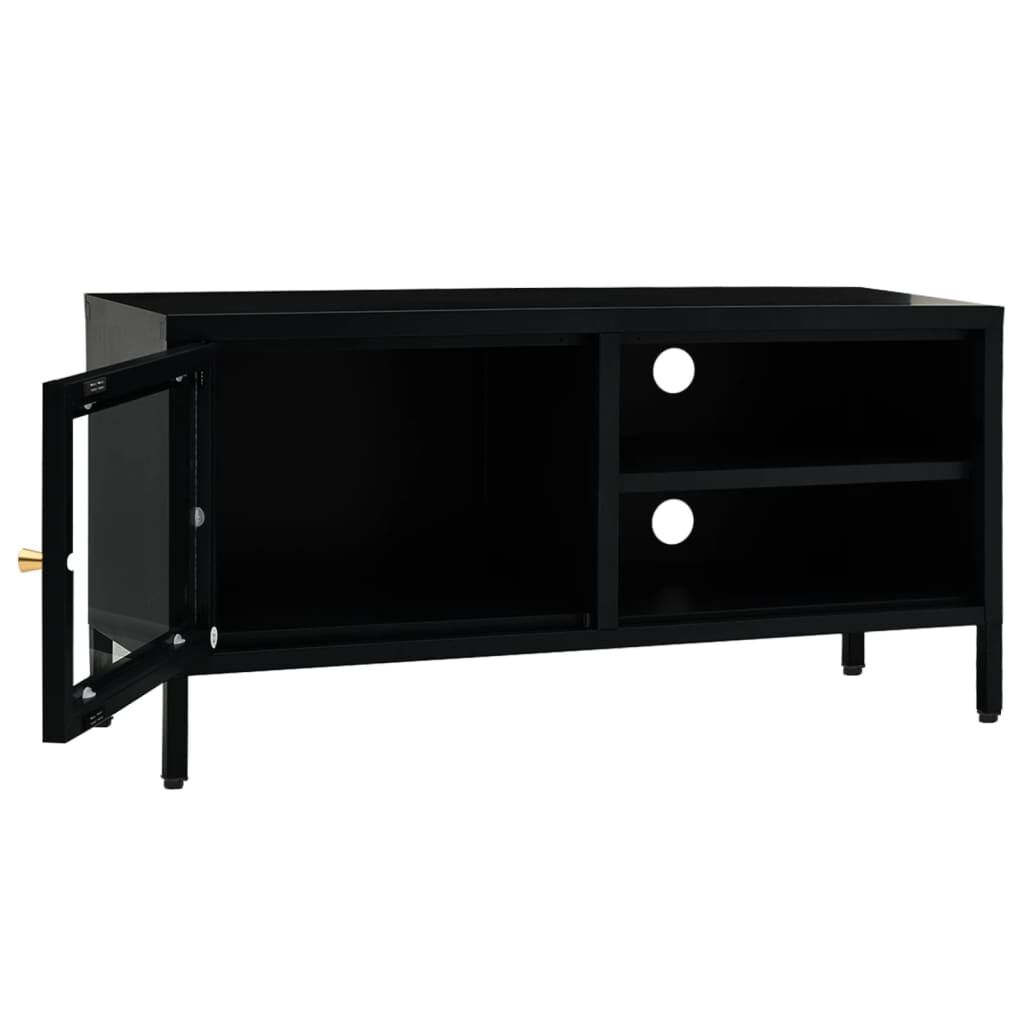 vidaXL Έπιπλο Τηλεόρασης Μαύρο 90 x 30 x 44 εκ. από Ατσάλι και Γυαλί