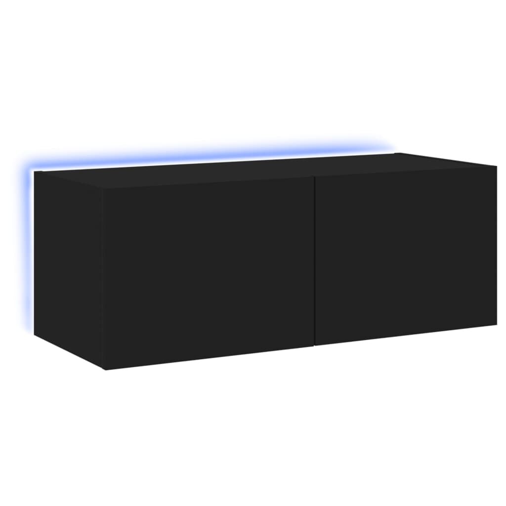vidaXL Έπιπλο Τοίχου Τηλεόρασης με LED Μαύρο 80x35x31 εκ.