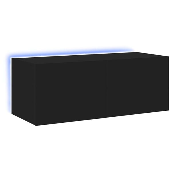 vidaXL Έπιπλο Τοίχου Τηλεόρασης με LED Μαύρο 80x35x31 εκ.