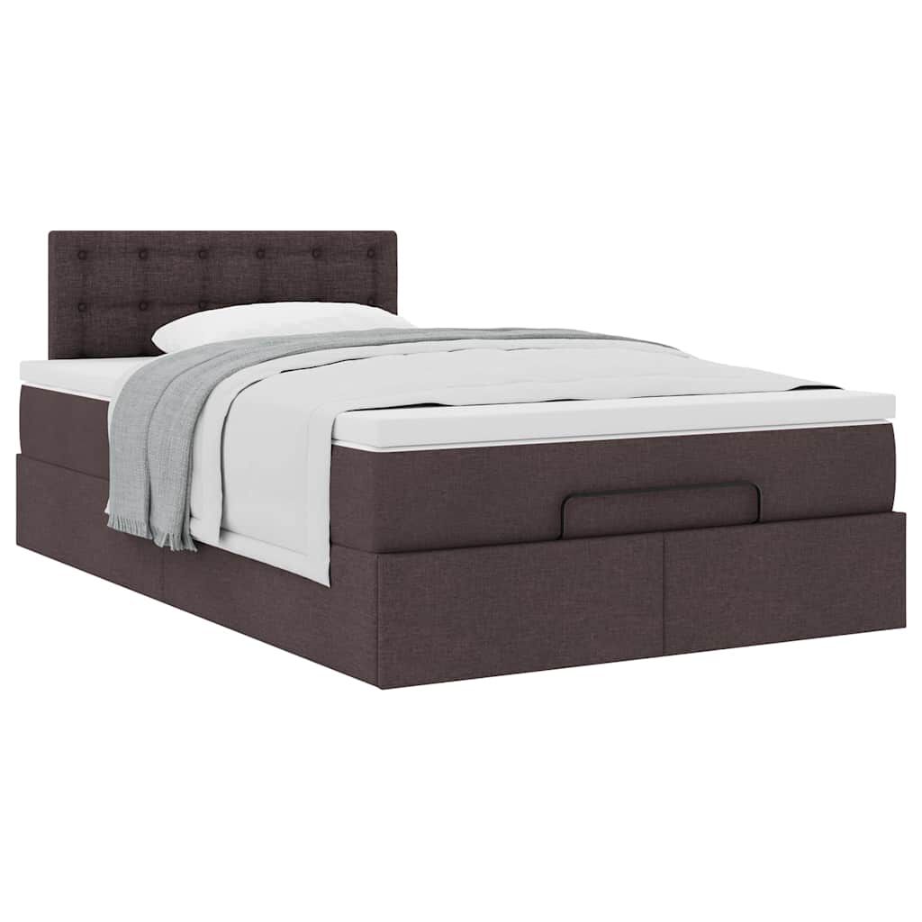 vidaXL Ottoman Κρεβάτι με Στρώμα Σκούρο Καφέ 120x200cm Ύφασμα