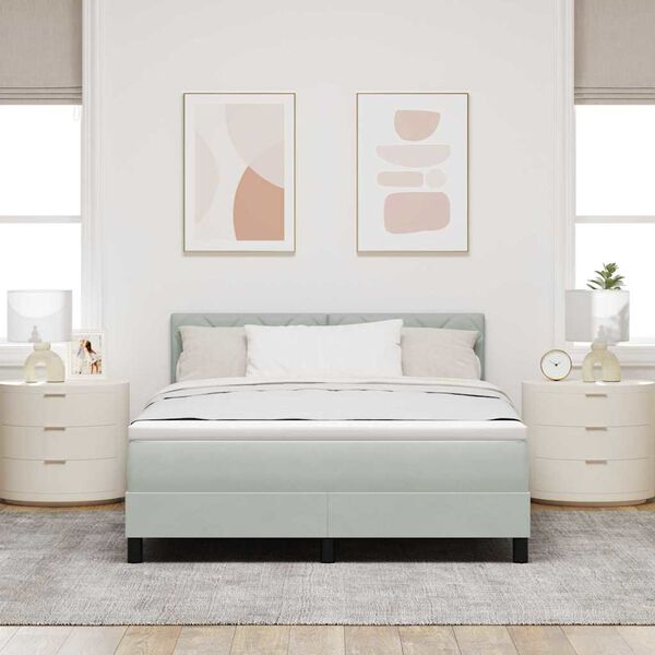 vidaXL Κρεβάτι με ελατήρια Ανοιχτό γκρι 160 x 200 cm Βελούδο