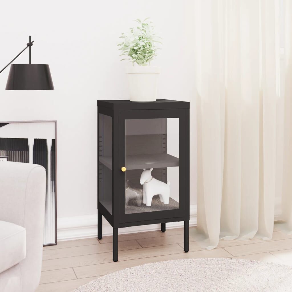 vidaXL Μπουφές Μαύρος 38 x 35 x 70 εκ. Ατσάλι και Γυαλί