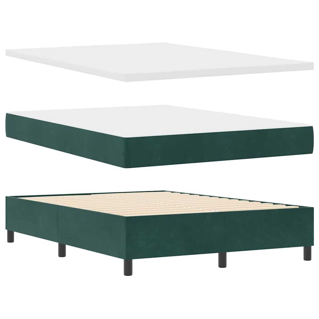 vidaXL Κρεβάτι με ελατήρια Σκούρο πράσινο 140 x 190 cm Βελούδο